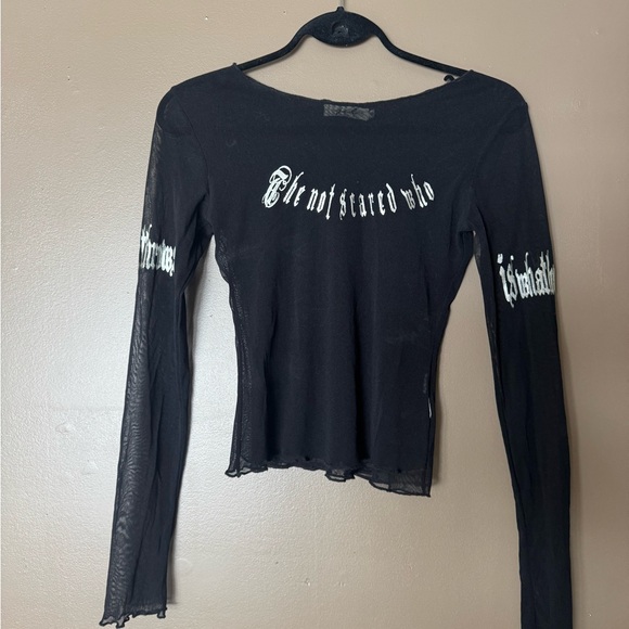 jcl Tops - Y2K Goth Sheer Long Sleeve, Cotton